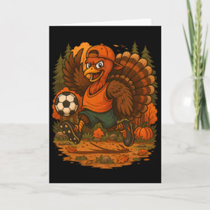 Lustiger Thanksgiving Truthahn Fußballspieler Herb Karte