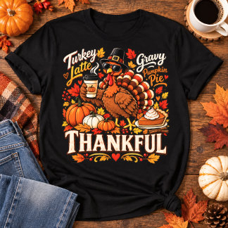 Lustiger Thanksgiving Truthahn Latte Soße T-Shirt