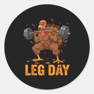 Lustiger Thanksgiving-Truthahnbein-Tag-Gym-Workout Runder Aufkleber