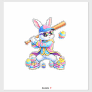 Lustiger Tie Dye Kaninchen Baseball Osterhase Männ Aufkleber