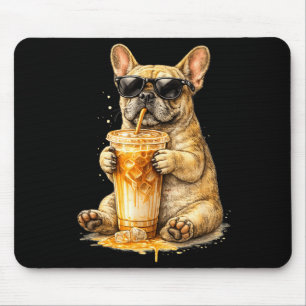 Lustiger Tier-Meme: Hund trinkt Eiskaffee Mousepad