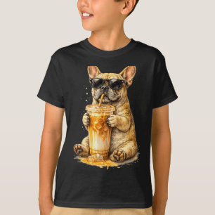Lustiger Tier-Meme: Hund trinkt Eiskaffee T-Shirt