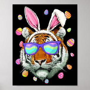 Lustiger Tiger Bunny Ohren Kostüm Frohen Ostertag Poster