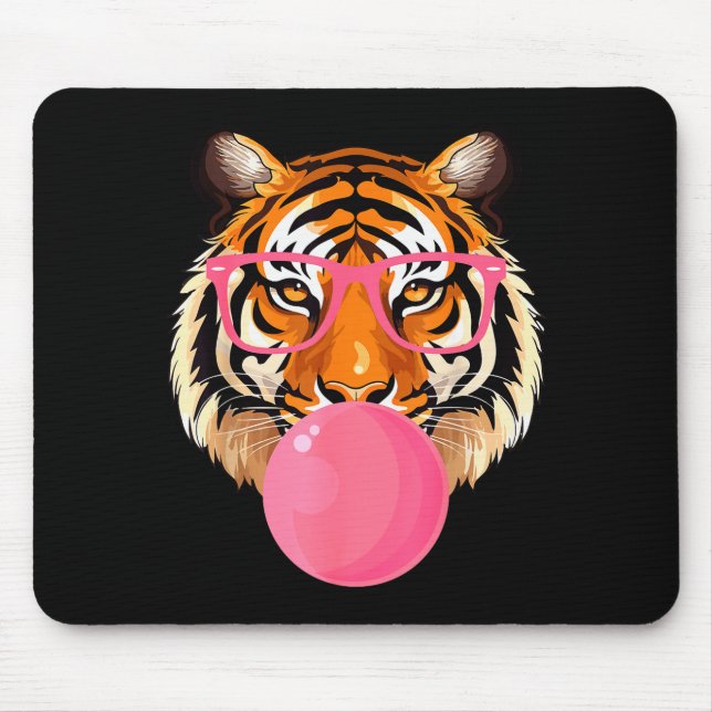 Lustiger Tiger Gles Bläst Bubble Gum Süßes Tigerge Mousepad (Vorne)