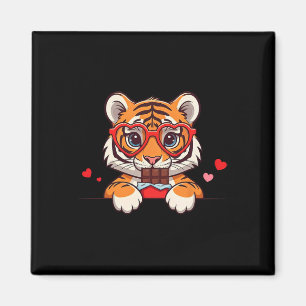 Lustiger Tiger Herz Schokolade Valentinstag Tiger Magnet