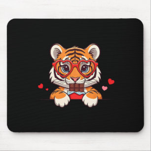 Lustiger Tiger Herz Schokolade Valentinstag Tiger Mousepad