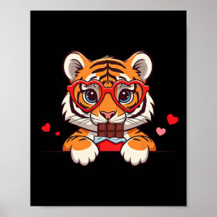 Lustiger Tiger Herz Schokolade Valentinstag Tiger  Poster