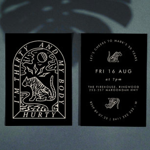 Lustiger Tiger-Körper-Tür-30. Geburtstagseinladung Einladung