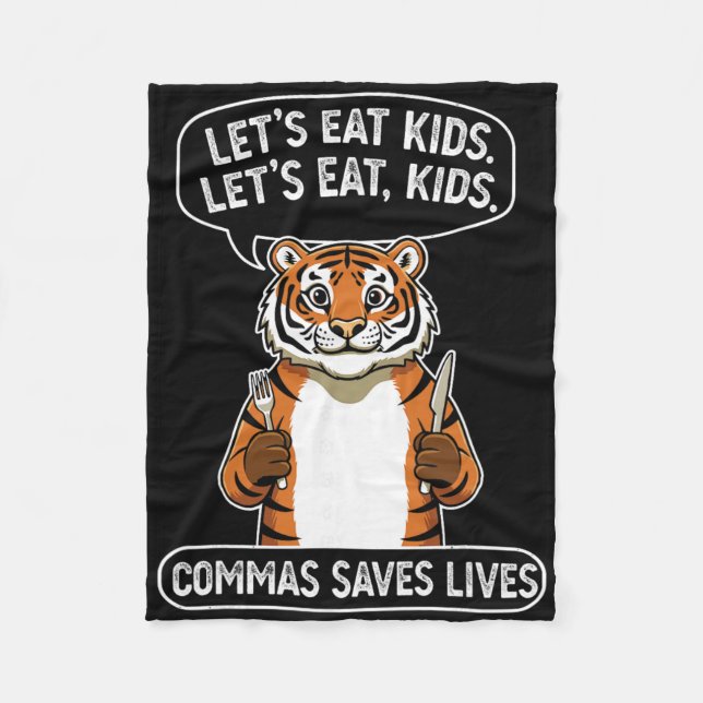 Lustiger Tiger. Lasst uns Kinder essen, Kommas ret Fleecedecke (Vorderseite)