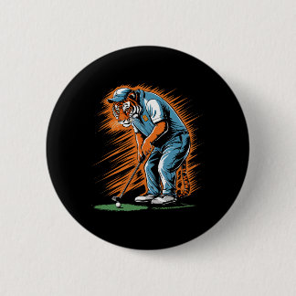 Lustiger Tiger spielt Golf, lustiger Tiergolfspiel Button