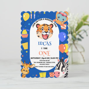 Lustiger Tiger Zebra Nilpferd Safari Zoo Wilde Geb Einladung
