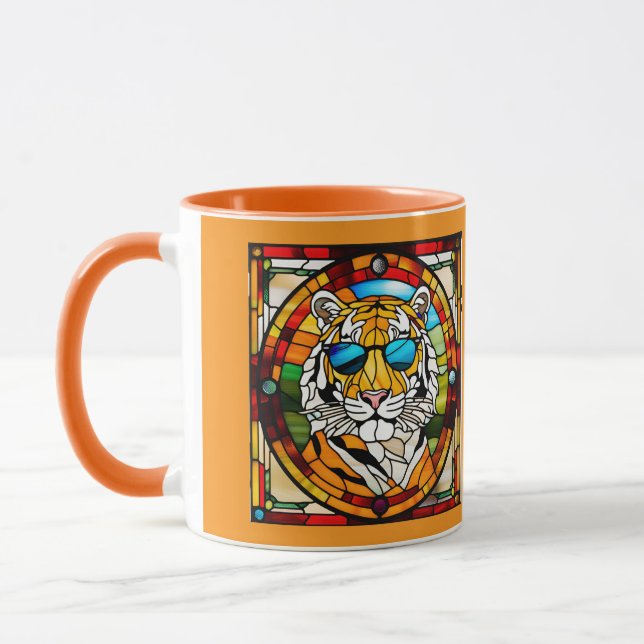 Lustiger Tigerglasmalerei-Kaffeebecher Tasse (Links)