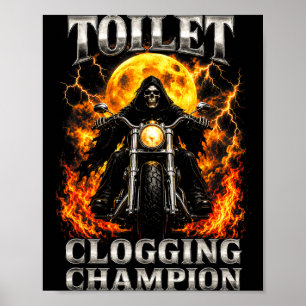 Lustiger Toiletten-Verstopfungsmeister Skelett Bik Poster