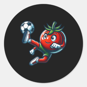 Lustiger Tomaten-Fußballspieler, der Byll-Maskottc Runder Aufkleber