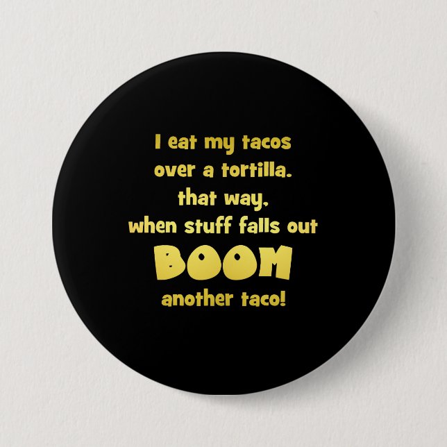 Lustiger Tortilla-Boom-Witz Button (Vorderseite)