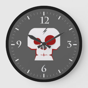 Lustiger Totenkopf-Cartoon-Monster Große Wanduhr