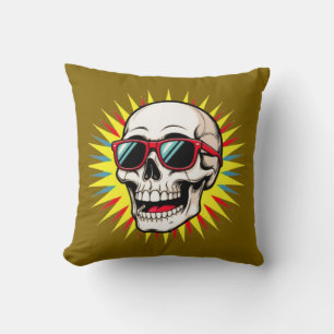 **Lustiger Totenkopf mit Sonnenbrille – Cartoon La Kissen