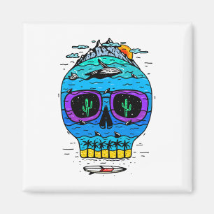 Lustiger Totenkopf-Surf-Urlaub Tropisches Paradies Magnet