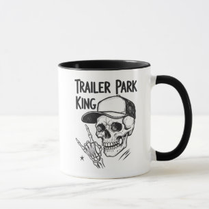 Lustiger Trailer Park König Totenkopf und Skeletth Tasse