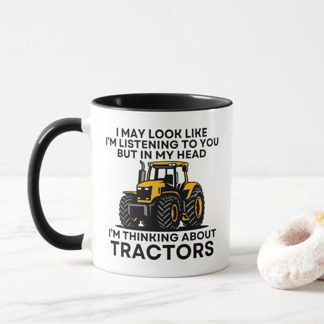 Lustiger Traktor Becher Bauer Geschenk Traktor Lie Tasse (Mit Donut)