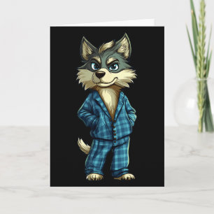 Lustiger Träumender Wolf Im Pyjama-Outfit Für Schl Karte