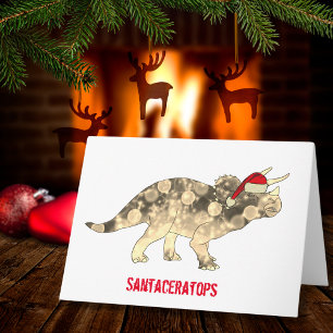 Lustiger Triceratops Weihnachtsmann Weihnachten Di Karte