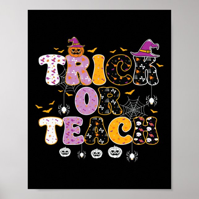 Lustiger Trick Oder Lehrender Halloween-Lehrer  Poster (Vorne)