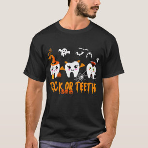 Lustiger Trick oder Zähne Zahnarzt Halloween Kostü T-Shirt