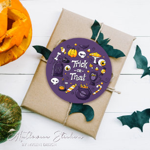Lustiger Trick-or-Treat-Kinder-Halloween Runder Aufkleber