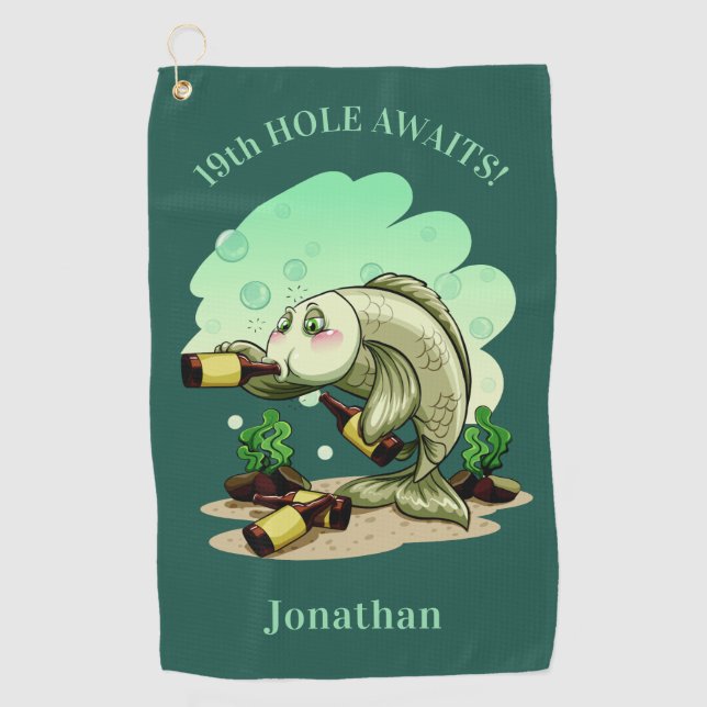 Lustiger trinkender kundenspezifischer Text der Golfhandtuch (Vorderseite)