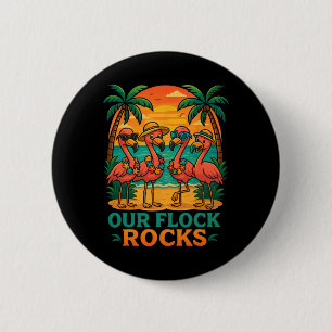Lustiger tropischer Strandurlaub Rosa Flamingo  Button