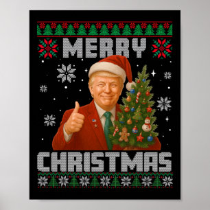Lustiger Trump 2025 Frohe Weihnachten Baum Hässlic Poster