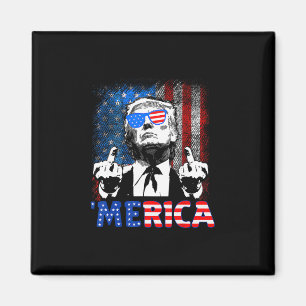 Lustiger Trump 4. Juli Merica Amerikanische Flagge Magnet