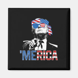 Lustiger Trump 4. Juli Merica Amerikanische Flagge Magnet