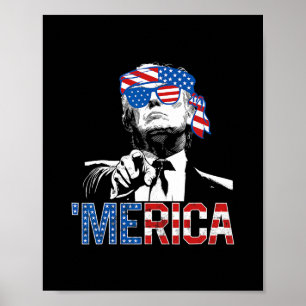 Lustiger Trump 4. Juli Merica Amerikanische Flagge Poster