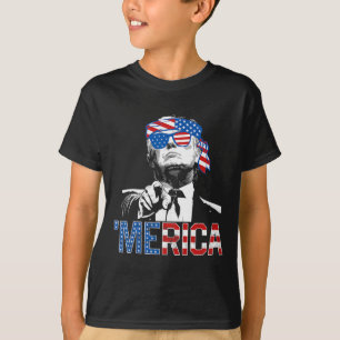 Lustiger Trump 4. Juli Merica Amerikanische Flagge T-Shirt