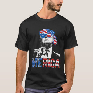 Lustiger Trump 4. Juli Merica Amerikanische Flagge T-Shirt