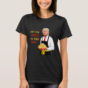 Lustiger Trump Fast Food Steckt Die Pommes In Den T-Shirt