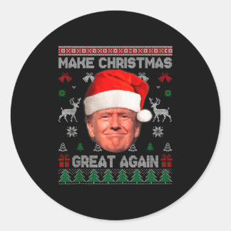 Lustiger Trump hässlicher Sweater macht Weihnachte Runder Aufkleber