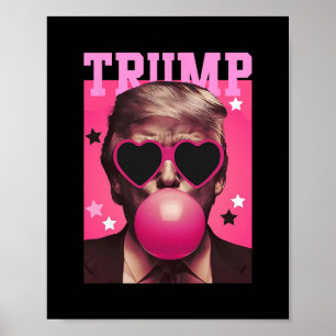 Lustiger Trump Kaugummi Pink Mit Brillenh Herz Poster