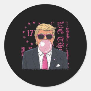 Lustiger Trump Kaugummi Retro Rosa USA-Flagge Patr Runder Aufkleber