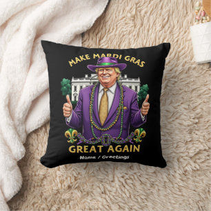 Lustiger Trump "Make Mardi Gras Great Again" Kissen