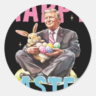 Lustiger Trump Ostern Hase Eier Frohe Ostern  Runder Aufkleber