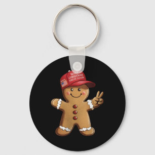 Lustiger Trump Pfefferkuchenmann macht Weihnachten Schlüsselanhänger