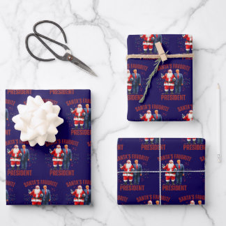 Lustiger Trump Santa Lieblingspräsident Weihnachte Geschenkpapier Set