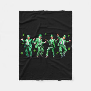 Lustiger Trump-Tanz St. Patrick's Day Lmn Schwarze Fleecedecke