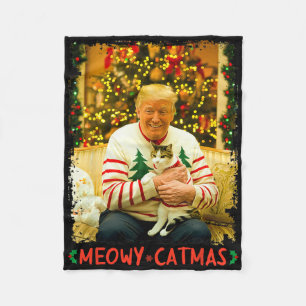 Lustiger Trump Weihnachten Katzenliebhaber Meowy C Fleecedecke