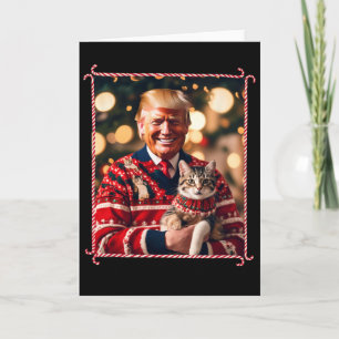 Lustiger Trump Weihnachtspullover für Katzenliebha Karte