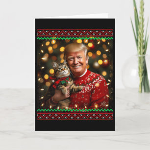 Lustiger Trump Weihnachtspullover für Katzenliebha Karte