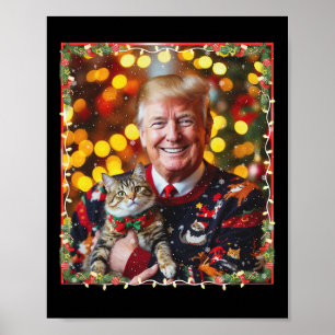 Lustiger Trump Weihnachtspullover für Katzenliebha Poster
